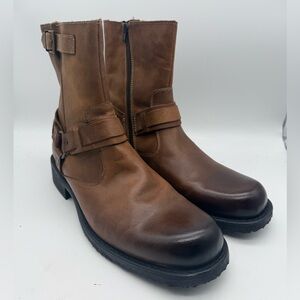 BRAND NEW NATHA STUDIO COACH 207 SZ 10 Men's Leather Zip-Up Biker Boots Brown